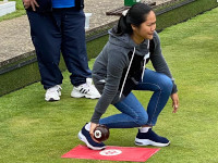 Woman bowling at the open day in May 2022